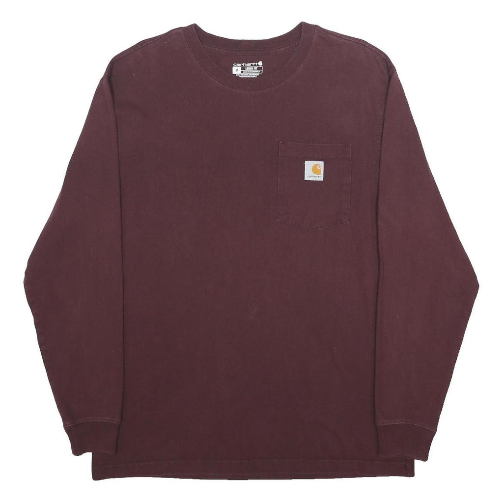 CARHARTT Mens Maroon Long Sleeve Crew Neck Pocket T-Shirt M Cotton Blend
