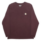 CARHARTT Mens Maroon Long Sleeve Crew Neck Pocket T-Shirt M Cotton Blend