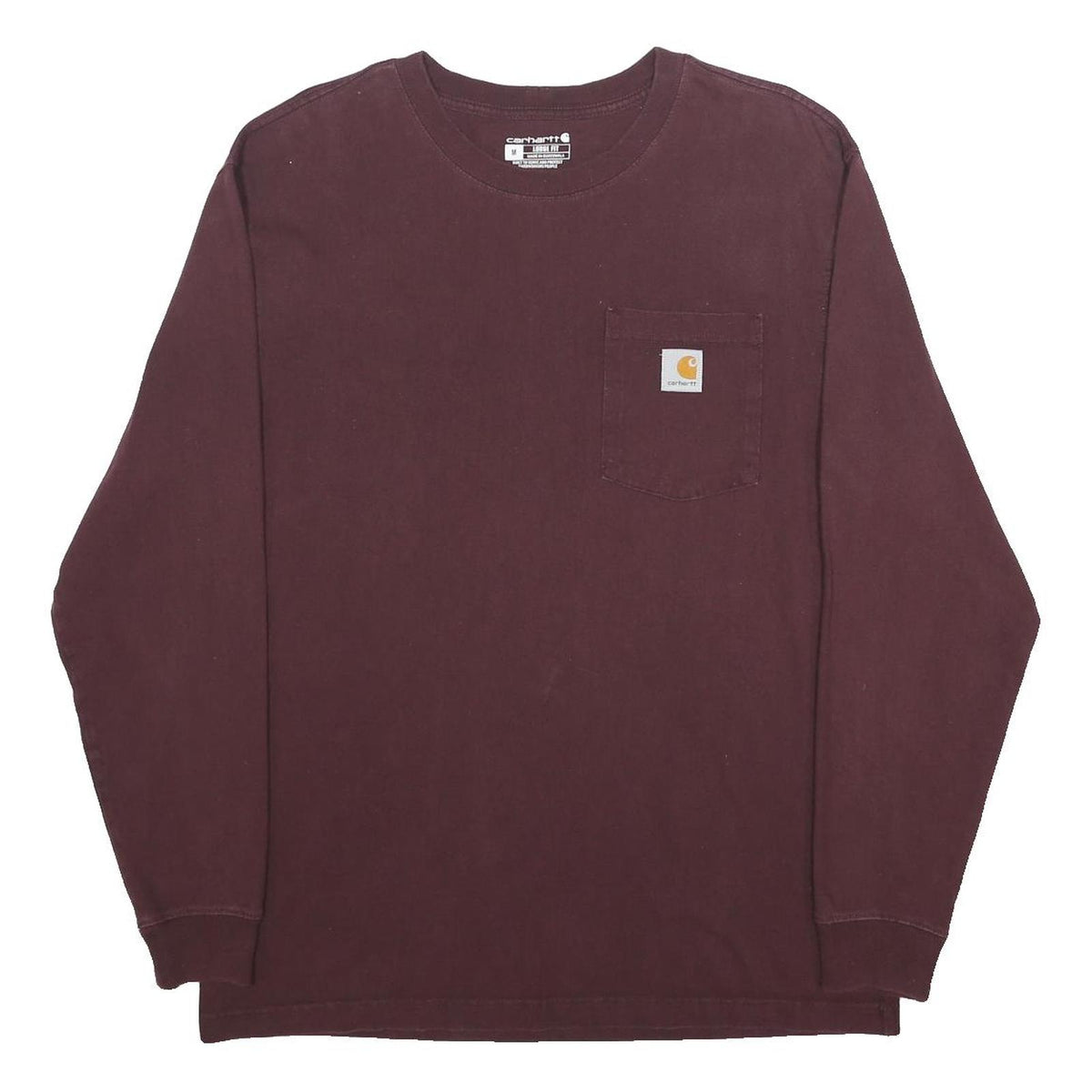 CARHARTT Mens Maroon Long Sleeve Crew Neck Pocket T-Shirt M Cotton Blend