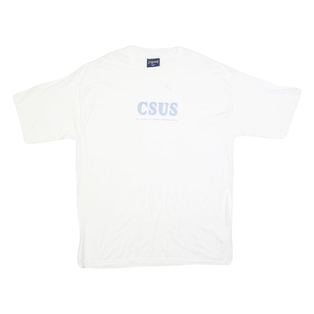 JANSPORT Mens White CSUS Graphic T-Shirt 2XL Short Sleeve Crew Neck Cotton Blend