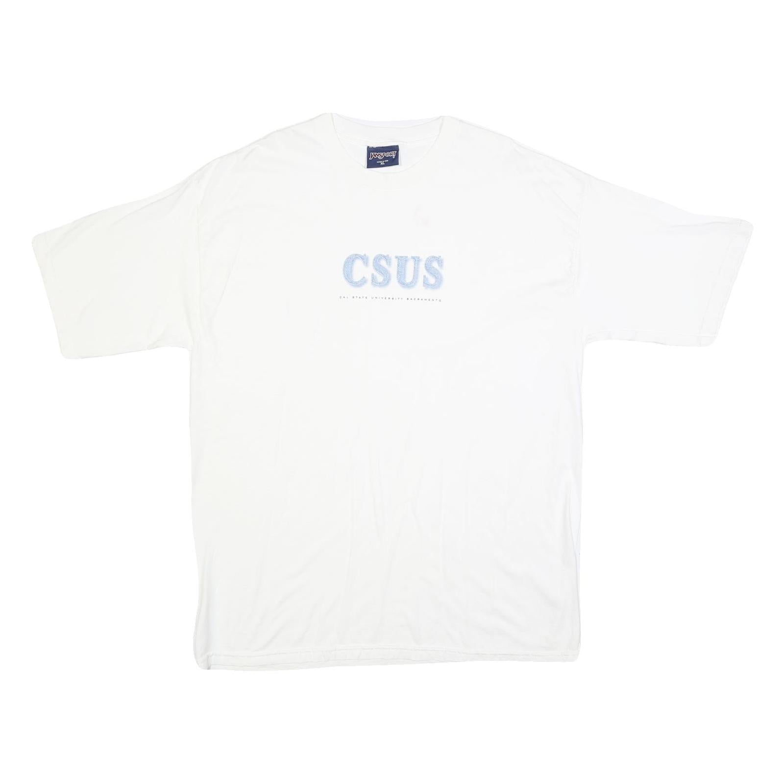 JANSPORT Mens White CSUS Graphic T-Shirt 2XL Short Sleeve Crew Neck Cotton Blend