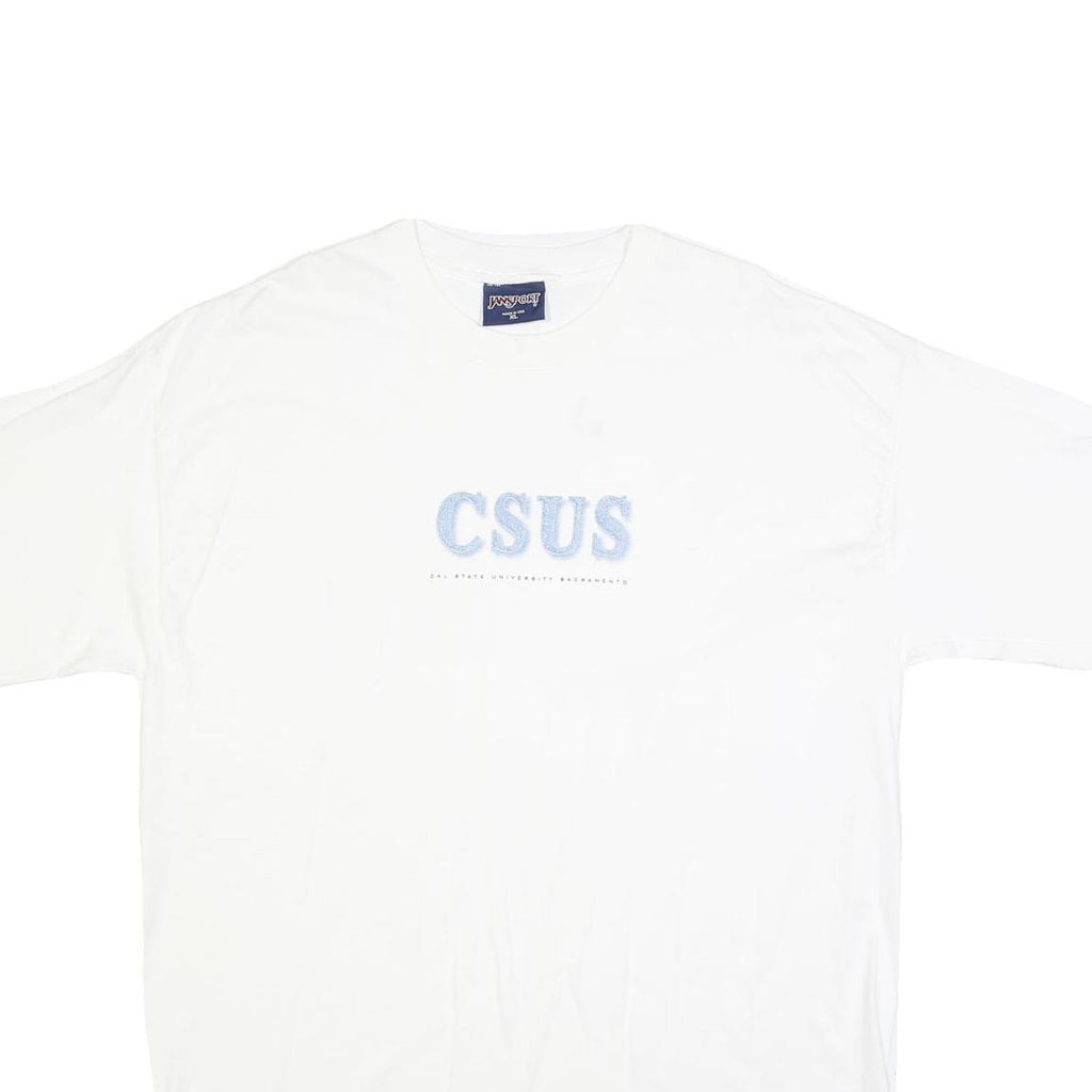 JANSPORT Mens White CSUS Graphic T-Shirt 2XL Short Sleeve Crew Neck Cotton Blend
