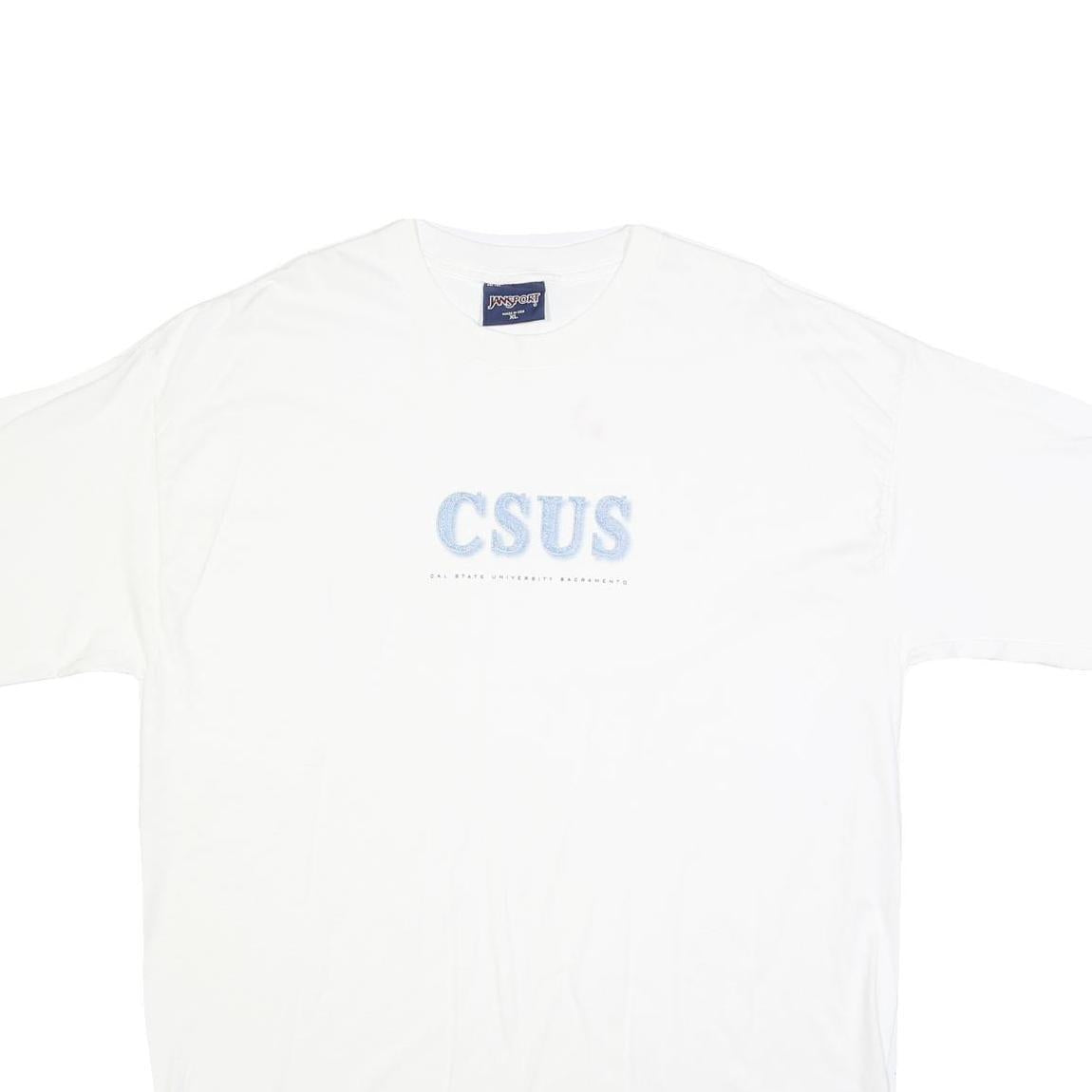 JANSPORT Mens White CSUS Graphic T-Shirt 2XL Short Sleeve Crew Neck Cotton Blend