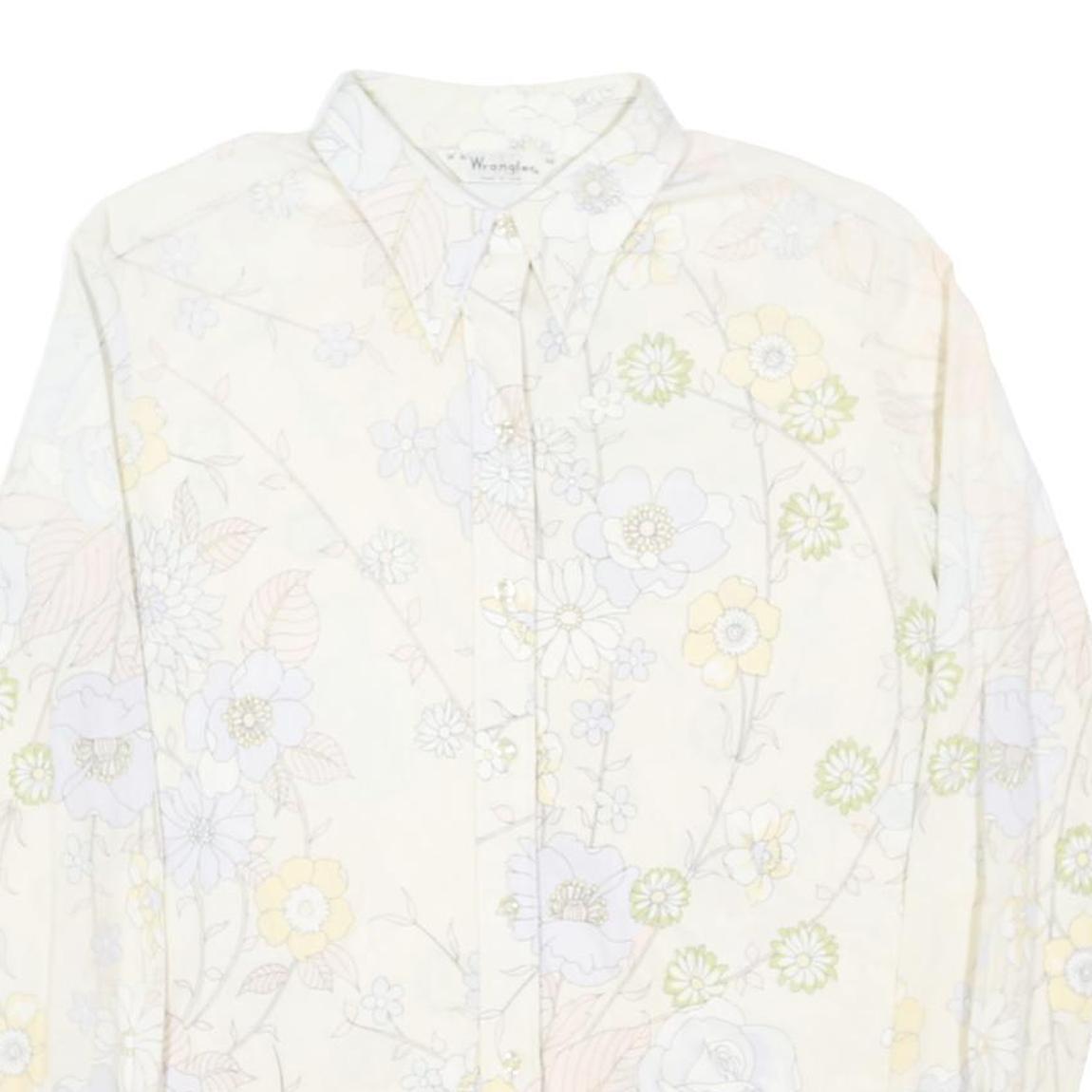 WRANGLER Womens Cream Floral Print Shirt Long Sleeve Collared S Feminine Casual