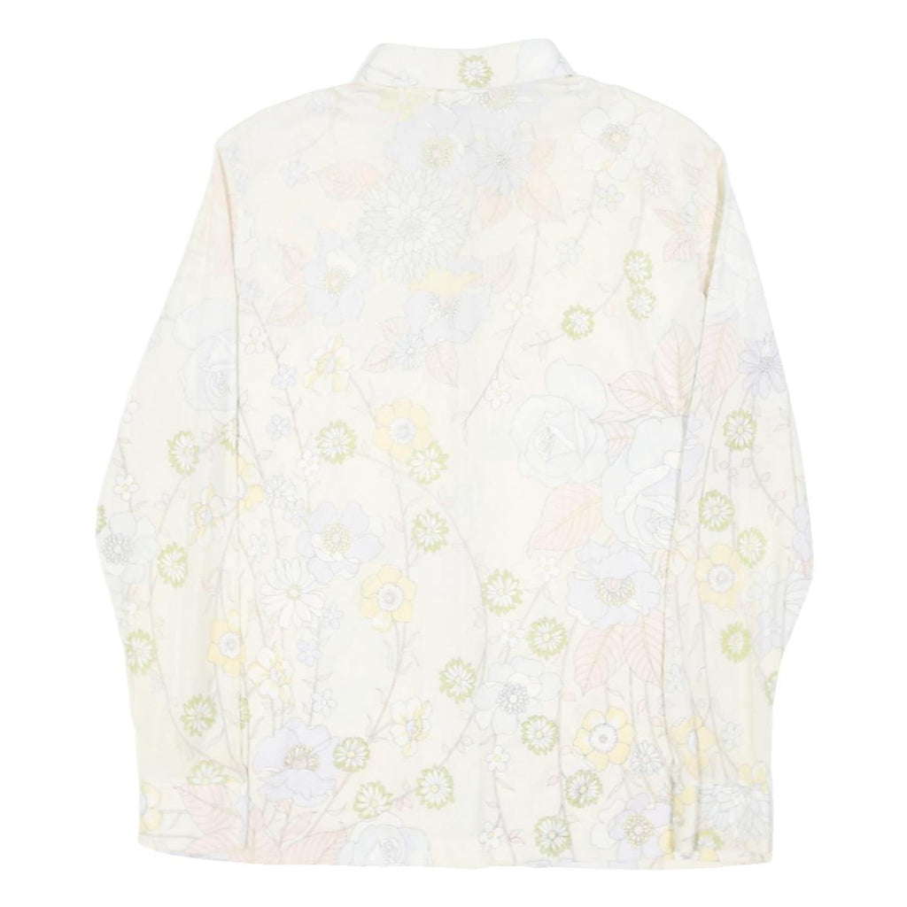 WRANGLER Womens Cream Floral Print Shirt Long Sleeve Collared S Feminine Casual