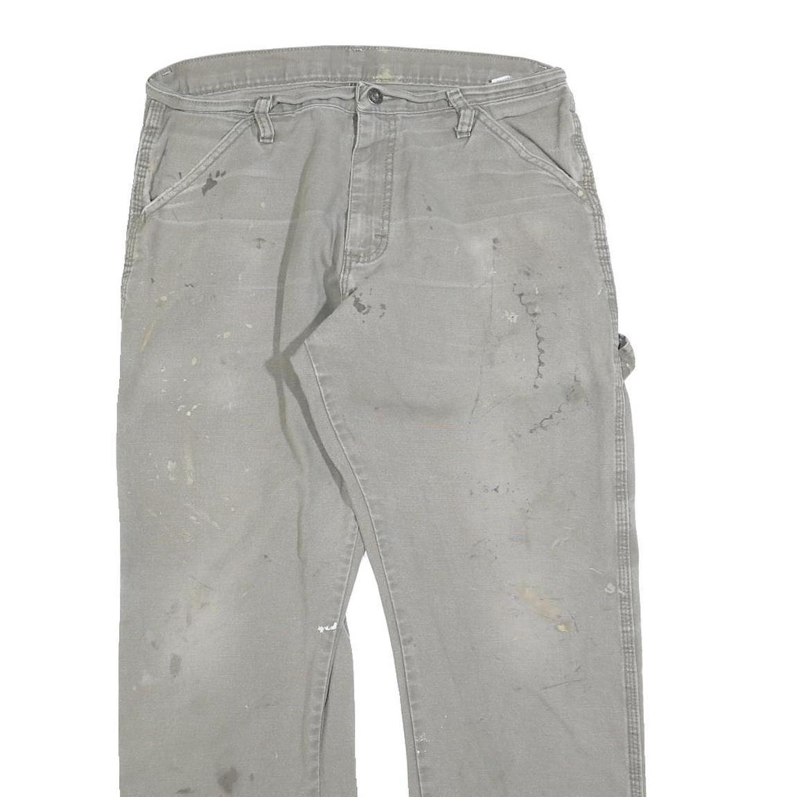 DICKIES Mens Cotton Blend Grey Regular Straight Trousers W32 L30 Workwear