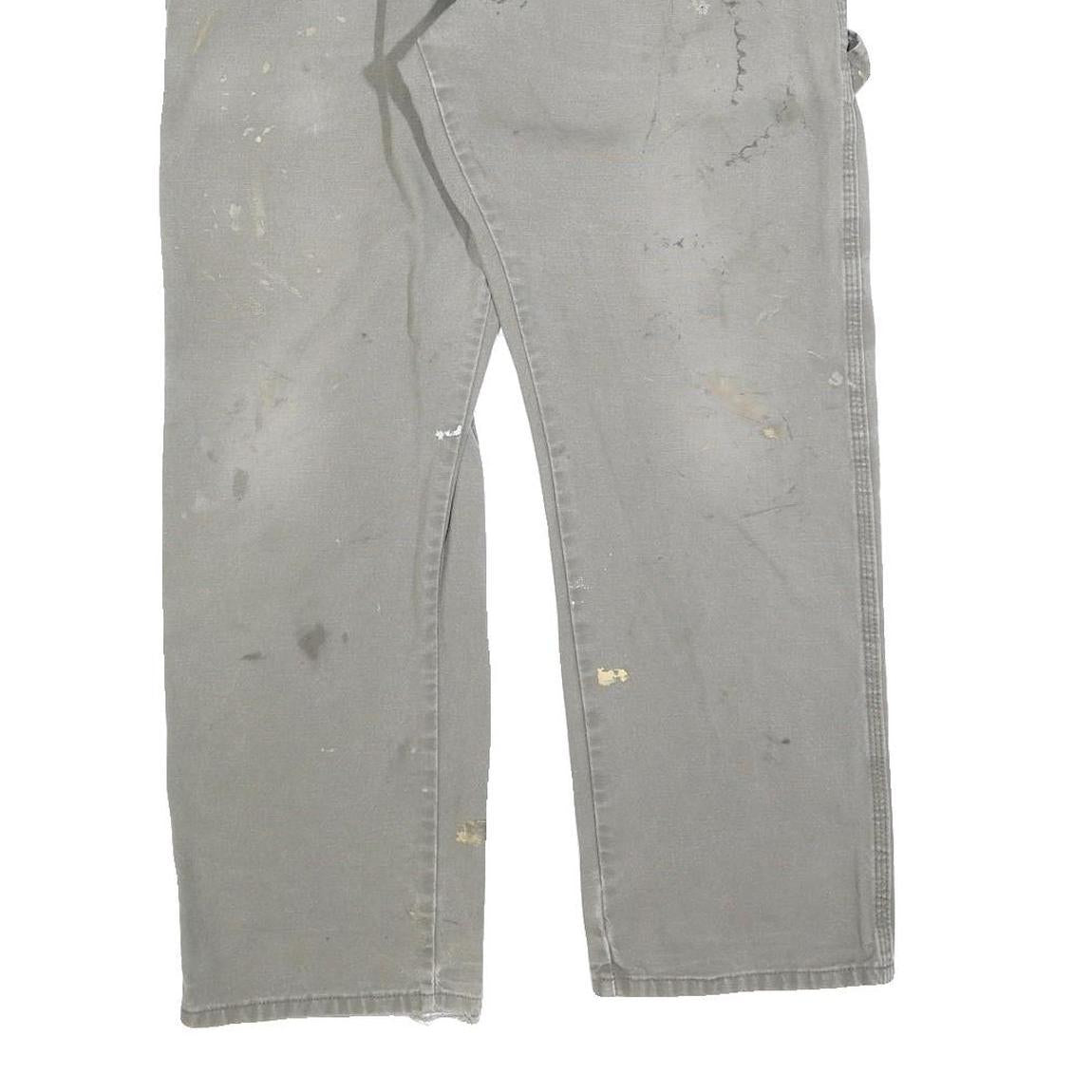 DICKIES Mens Cotton Blend Grey Regular Straight Trousers W32 L30 Workwear