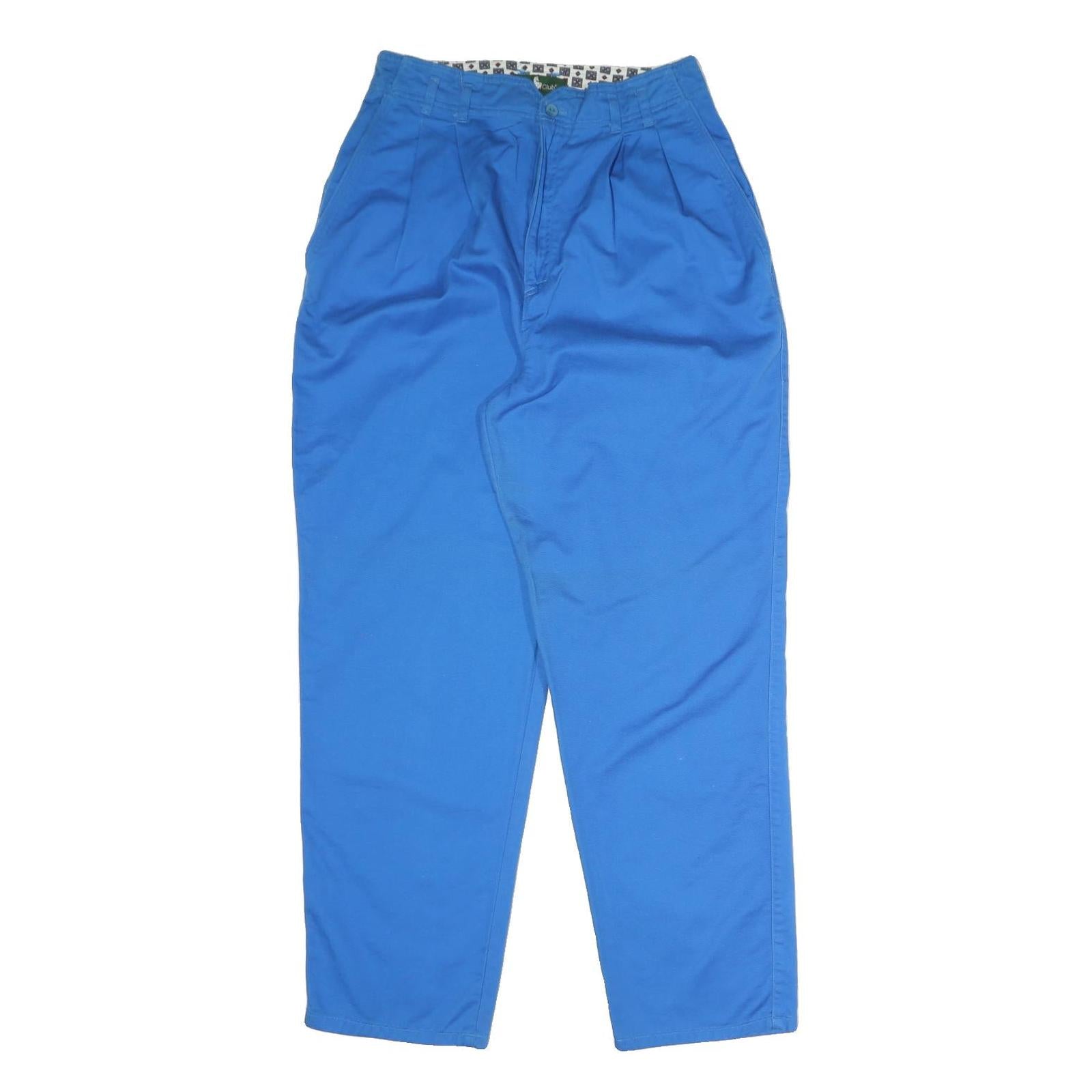 HUNT Womens Cotton Blend Blue Regular Fit Straight Leg Trousers W28 L30 Casual