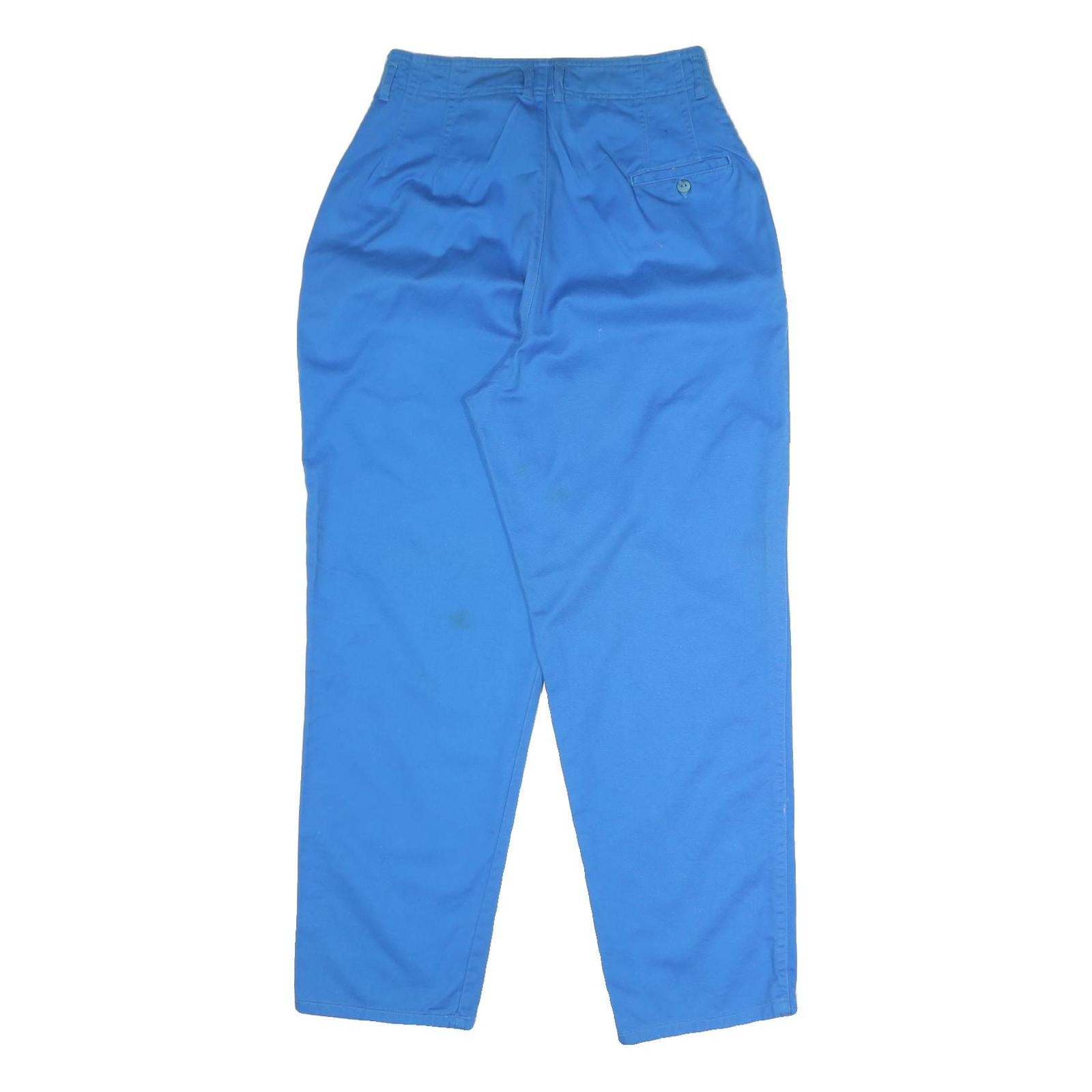 HUNT Womens Cotton Blend Blue Regular Fit Straight Leg Trousers W28 L30 Casual