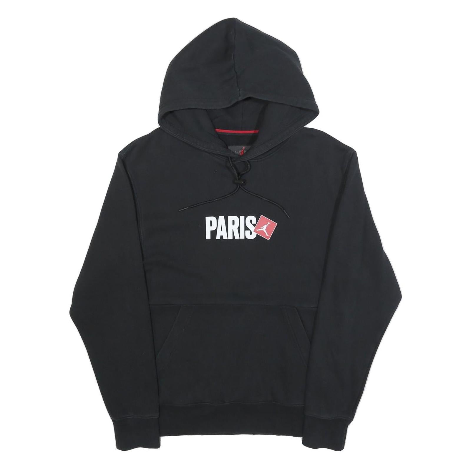 AIR JORDAN Mens Black Paris Pullover Hoodie XS Cotton Blend Casual Sweatshirt