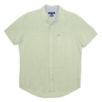 TOMMY HILFIGER Mens Light Green Shirt M Casual Summer Linen Blend
