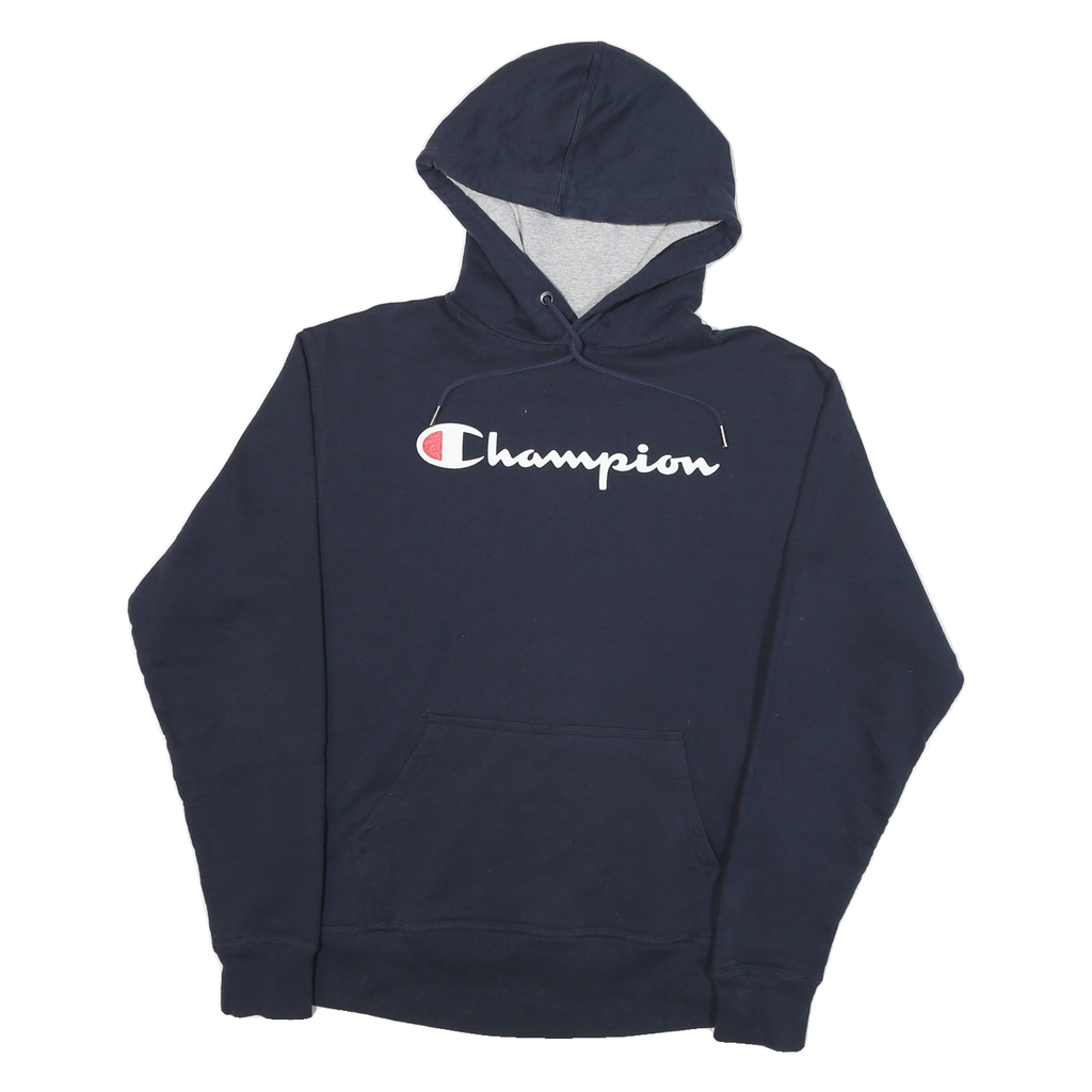 CHAMPION Mens Navy Blue Hoodie M Cotton Blend Pullover Casual Sportswear