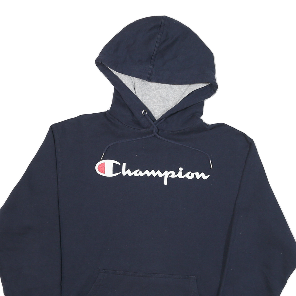 CHAMPION Mens Navy Blue Hoodie M Cotton Blend Pullover Casual Sportswear