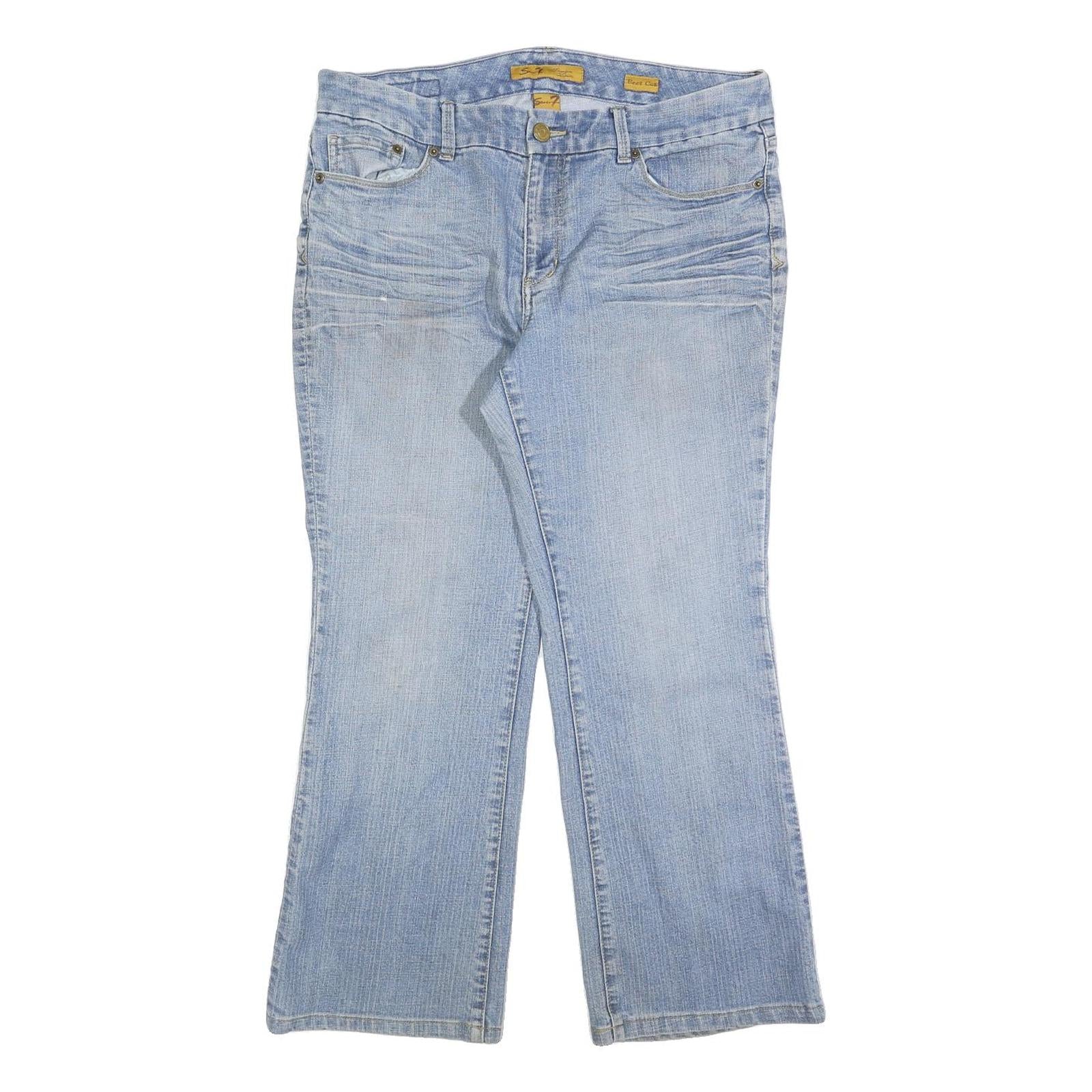 7 FOR ALL MANKIND Womens Light Blue Regular Fit Flared Denim W34 L28 Cotton