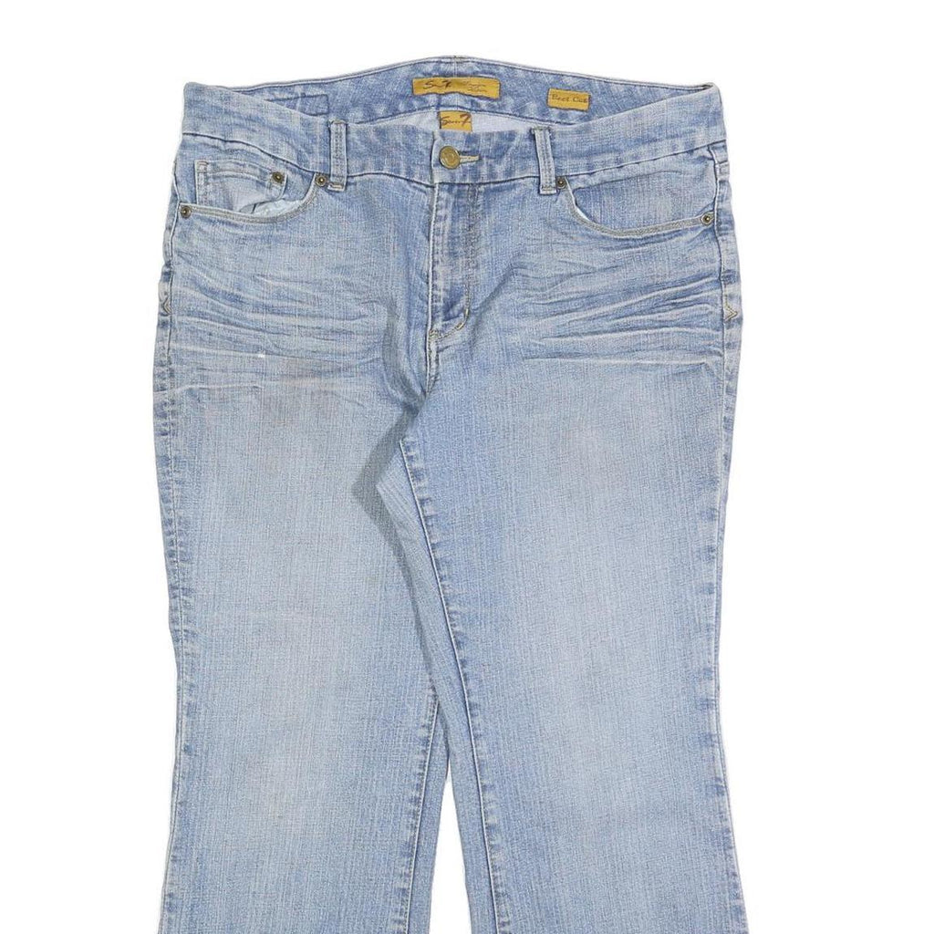 7 FOR ALL MANKIND Womens Light Blue Regular Fit Flared Denim W34 L28 Cotton