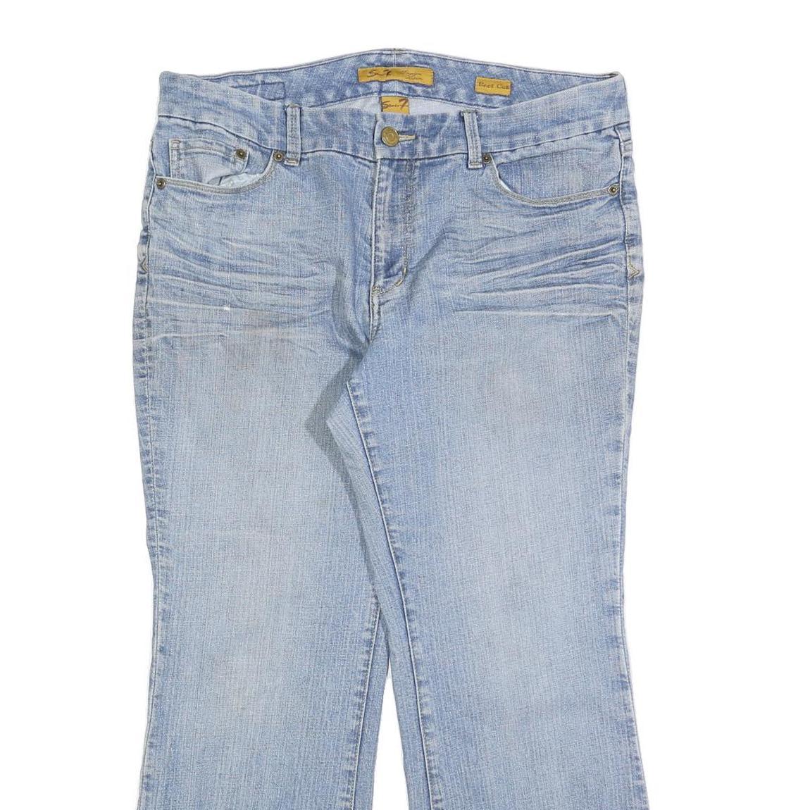 7 FOR ALL MANKIND Womens Light Blue Regular Fit Flared Denim W34 L28 Cotton