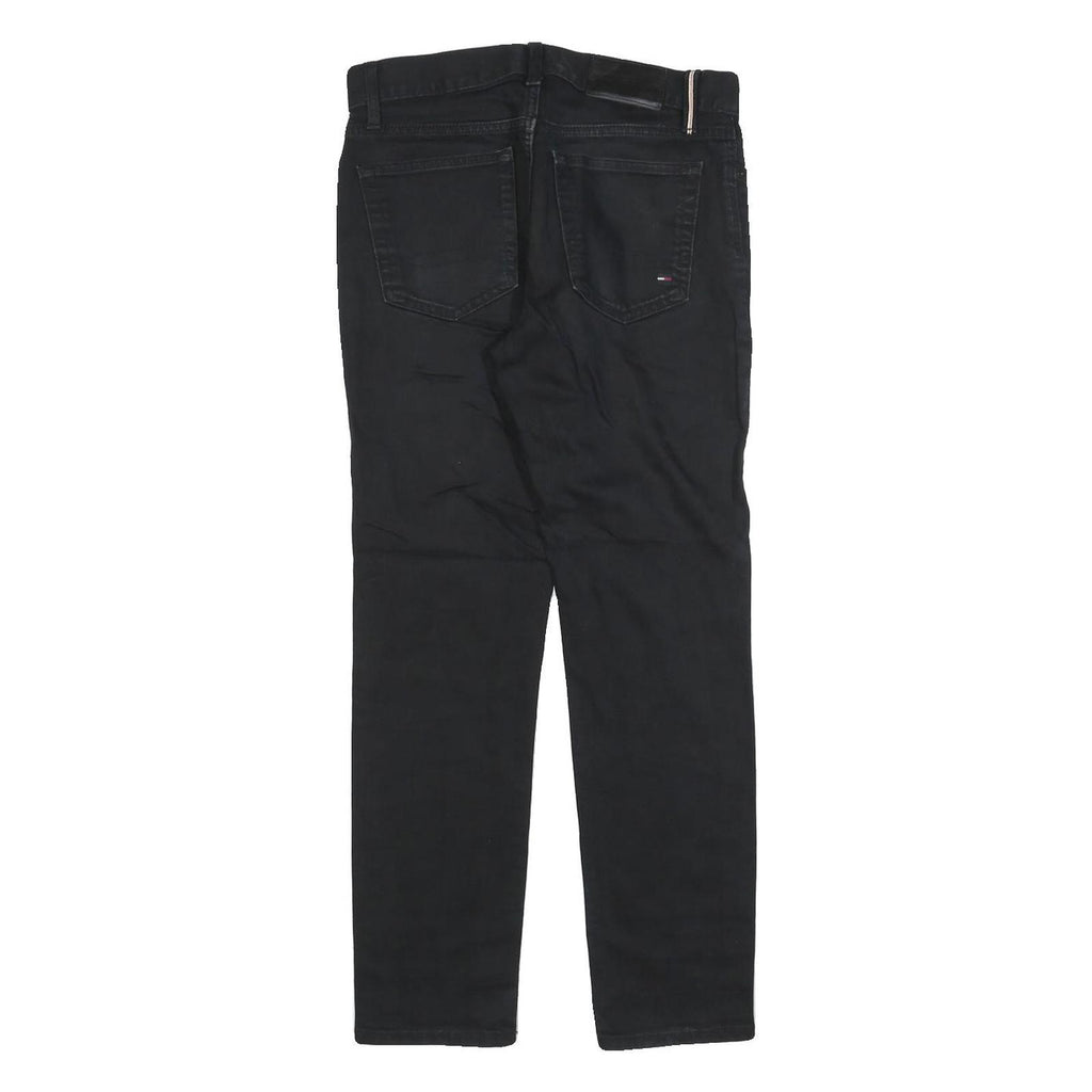 TOMMY HILFIGER Mens Jeans Black Slim Skinny Denim W29 L27 Stylish Zip Closure