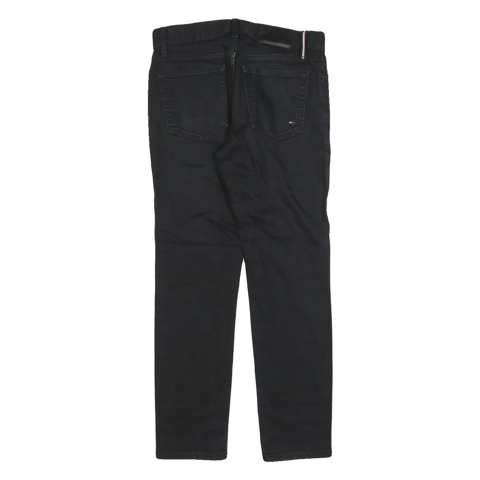 TOMMY HILFIGER Mens Jeans Black Slim Skinny Denim W29 L27 Stylish Zip Closure