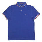 TOMMY HILFIGER Mens Blue Short Sleeve Polo Shirt M Classic Cotton Blend
