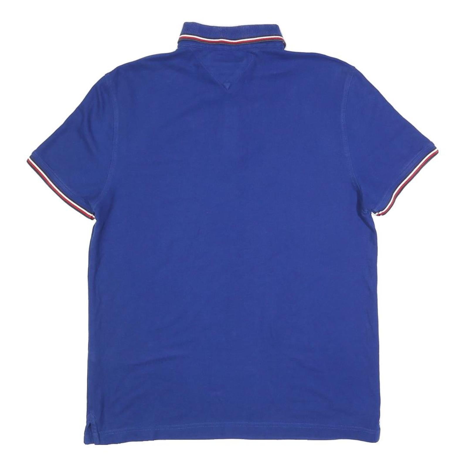 TOMMY HILFIGER Mens Blue Short Sleeve Polo Shirt M Classic Cotton Blend