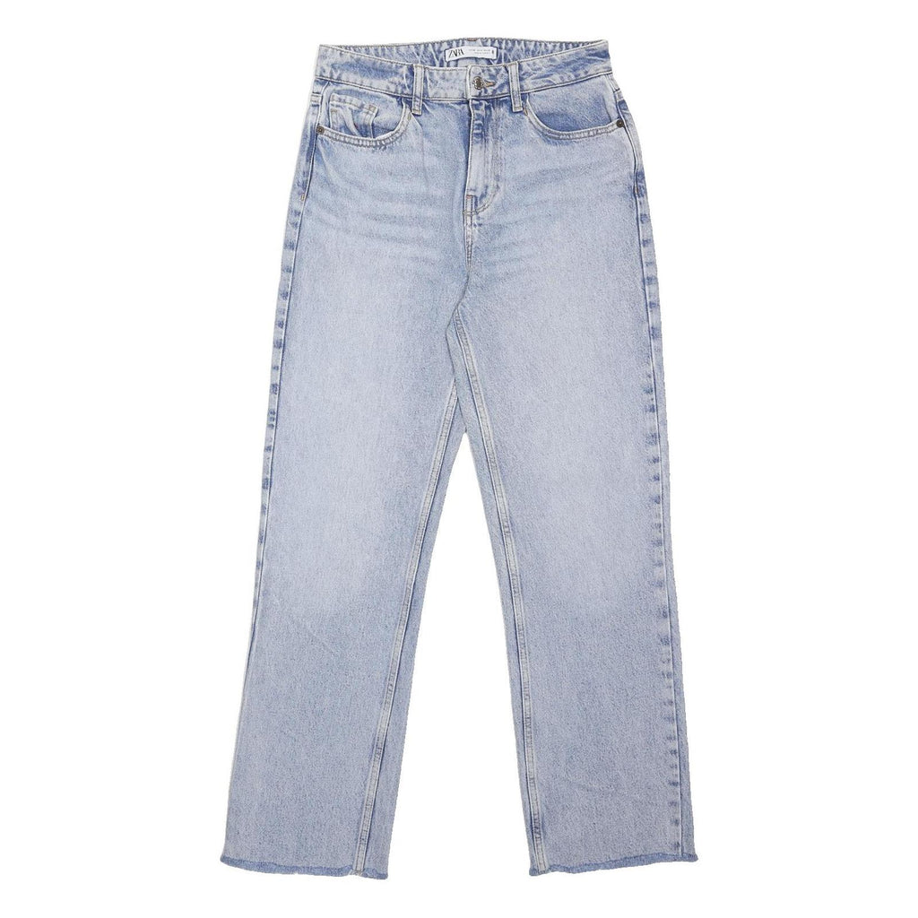ZARA Womens Classic Light Blue Denim Jeans W28 L29 Slim Fit Cotton Blend Zip