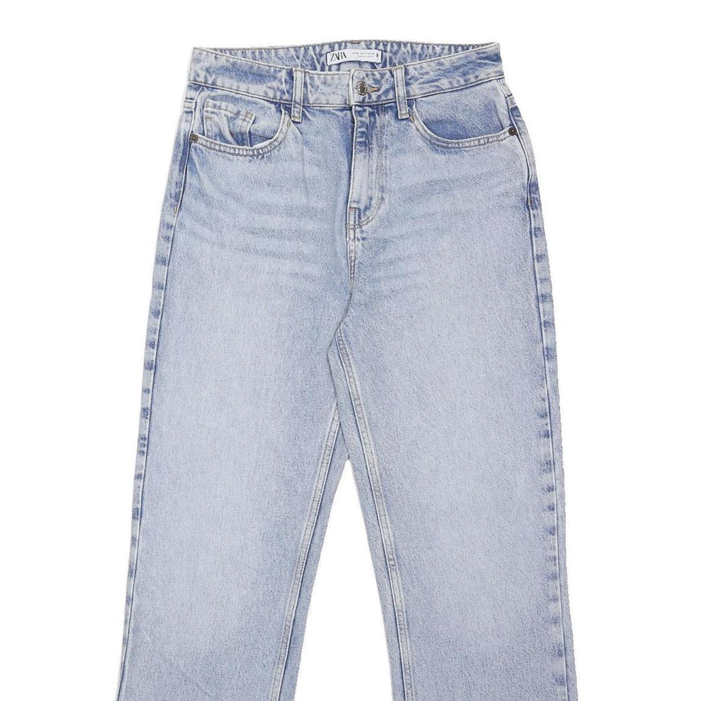 ZARA Womens Classic Light Blue Denim Jeans W28 L29 Slim Fit Cotton Blend Zip