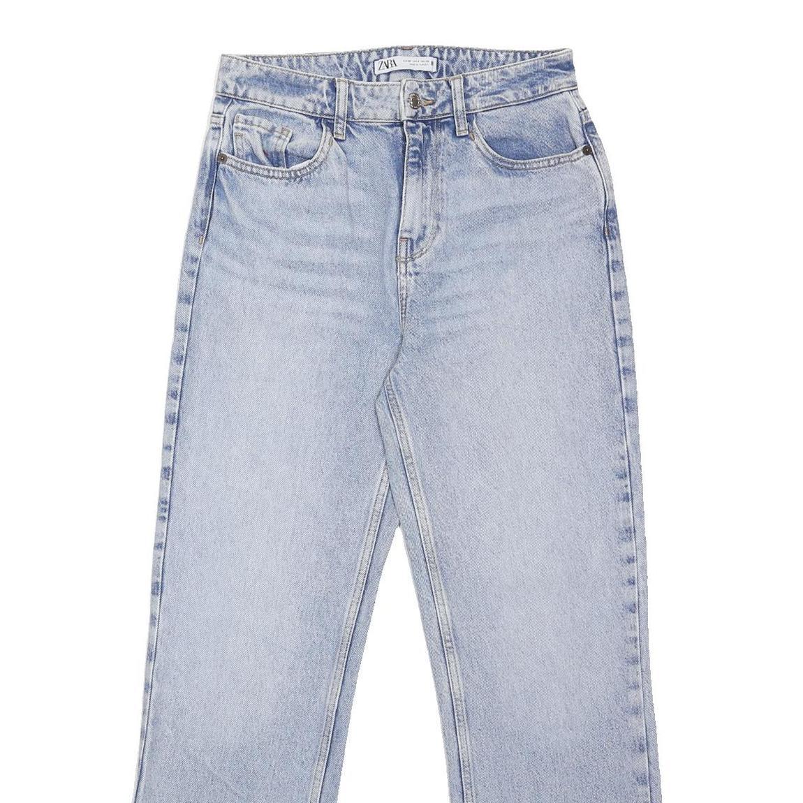 ZARA Womens Classic Light Blue Denim Jeans W28 L29 Slim Fit Cotton Blend Zip