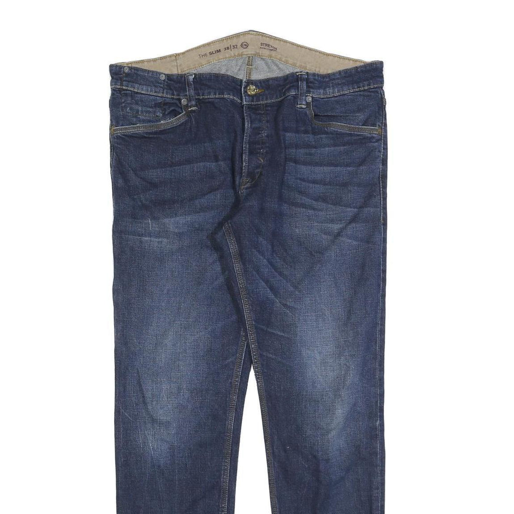 C&A Mens Jeans Blue Slim Straight Denim W38 L32 Cotton Blend Button Closure