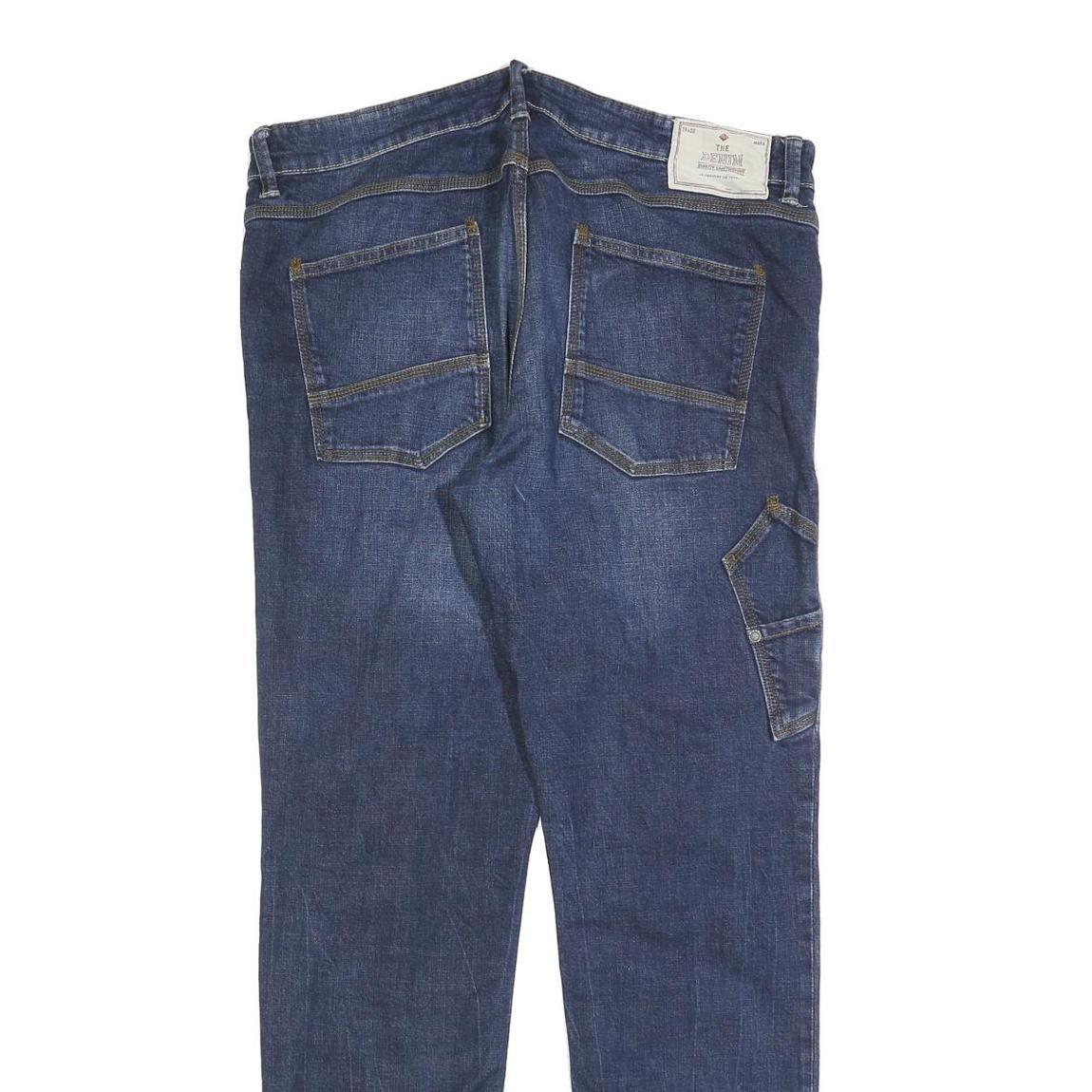 C&A Mens Jeans Blue Slim Straight Denim W38 L32 Cotton Blend Button Closure