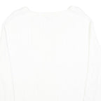 TOMMY HILFIGER Womens White Plain V Neck Cable Knit Jumper L Soft Cotton