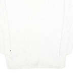TOMMY HILFIGER Womens White Plain V Neck Cable Knit Jumper L Soft Cotton
