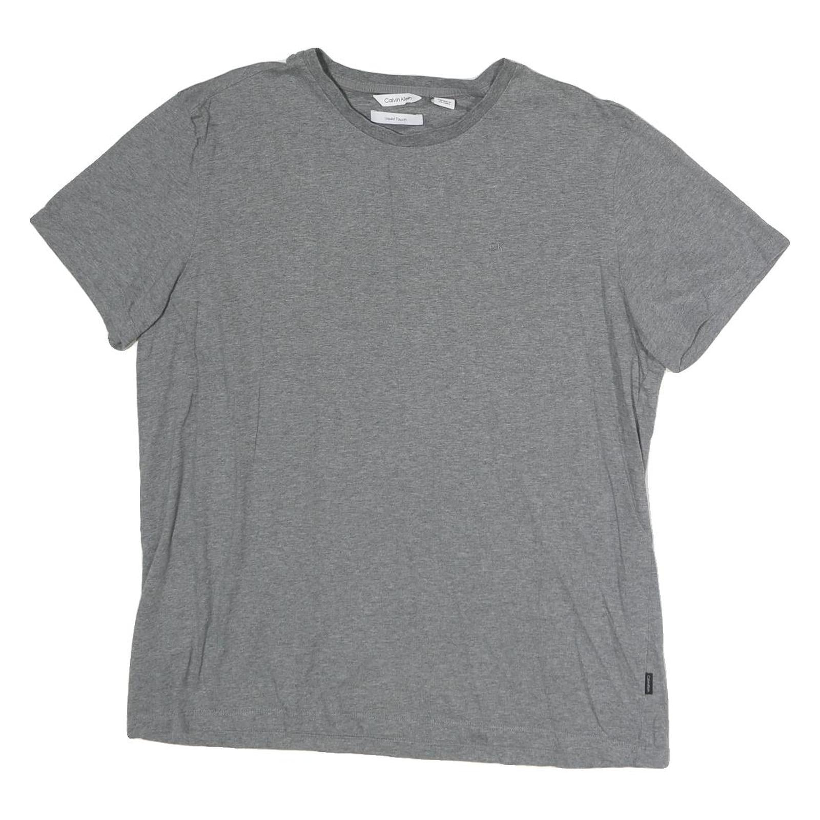 CALVIN KLEIN Mens Grey Plain T-Shirt L Short Sleeve Crew Neck Casual Wear