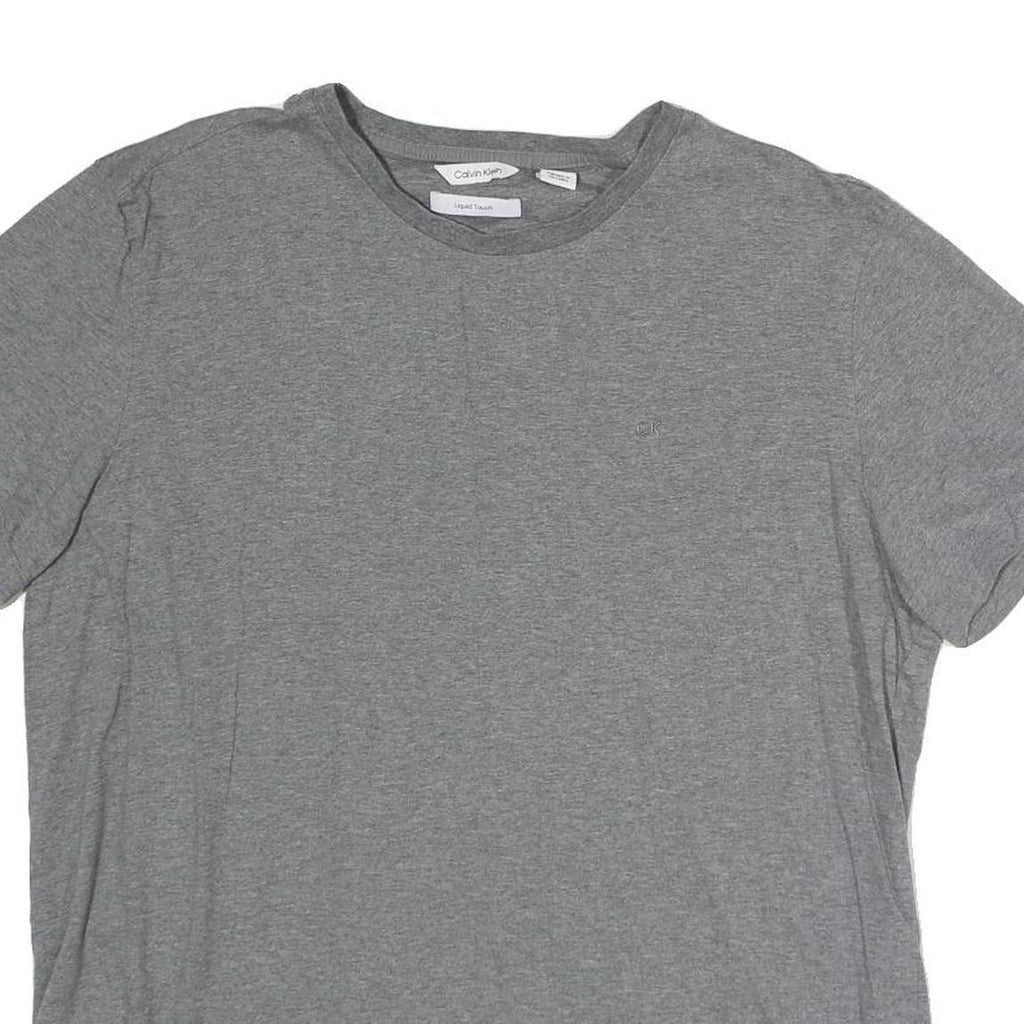 CALVIN KLEIN Mens Grey Plain T-Shirt L Short Sleeve Crew Neck Casual Wear
