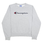 CHAMPION Mens Grey Cotton Blend Crew Neck S Sweatshirt Logo Print Pullover