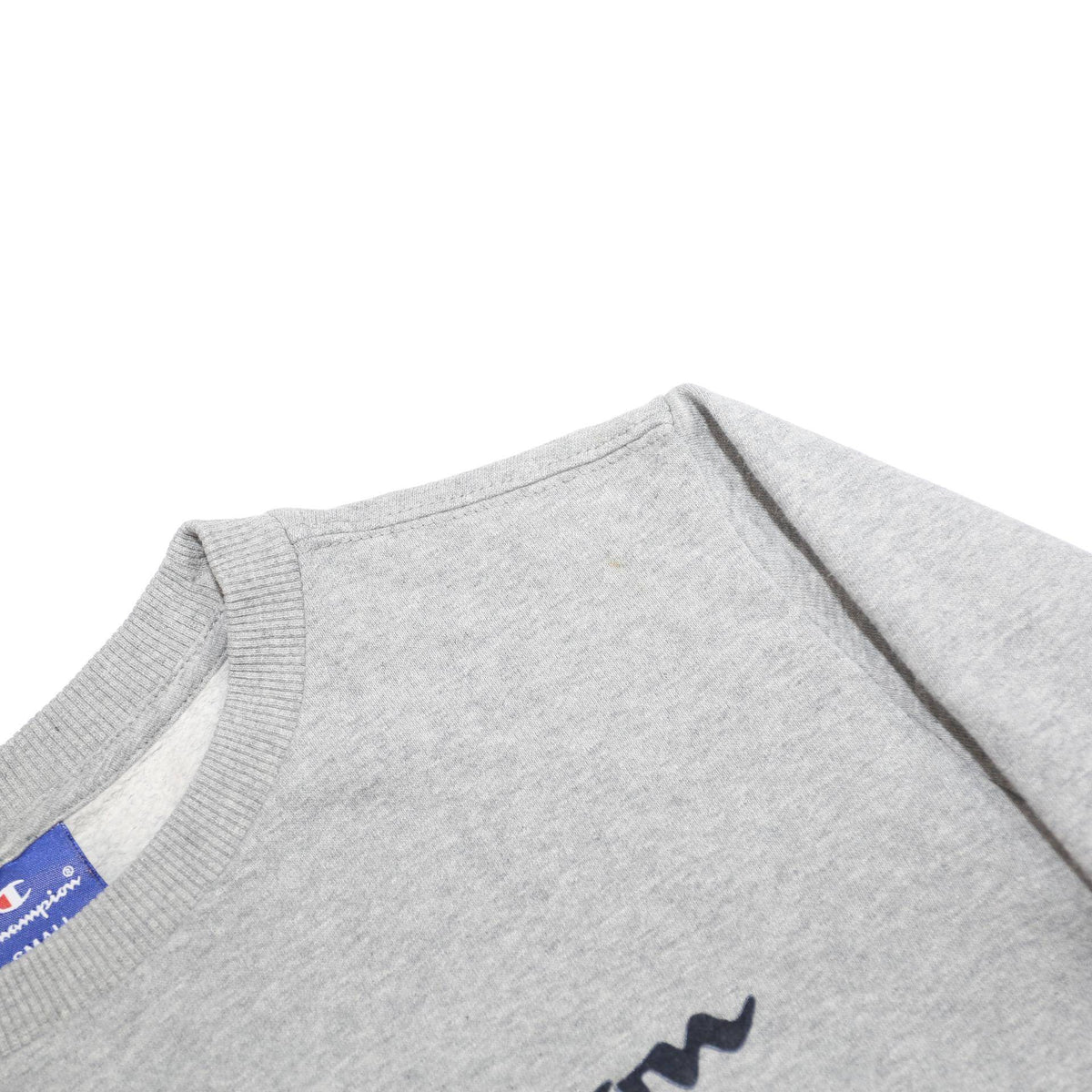 CHAMPION Mens Grey Cotton Blend Crew Neck S Sweatshirt Logo Print Pullover