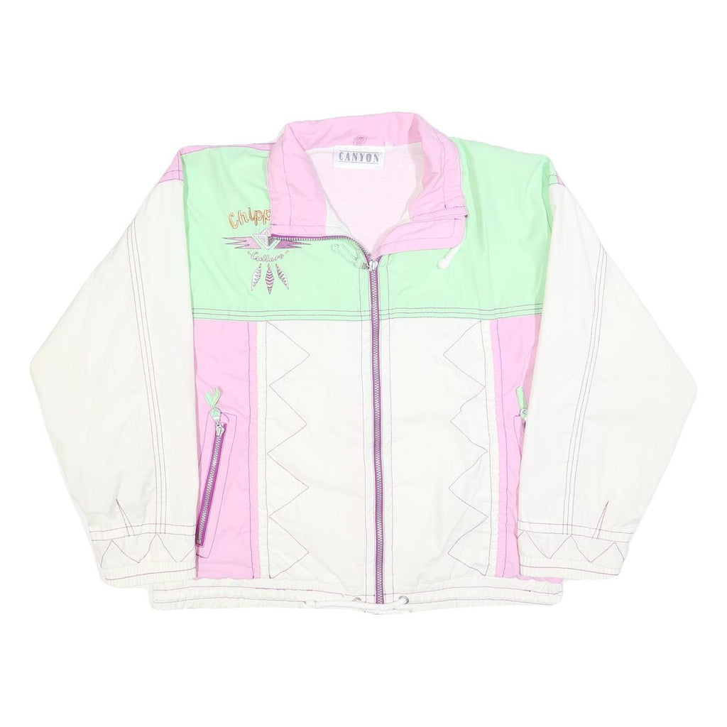CANYON Womens Green & Pink White Jacket L Polyester Blend Colourblock Zip