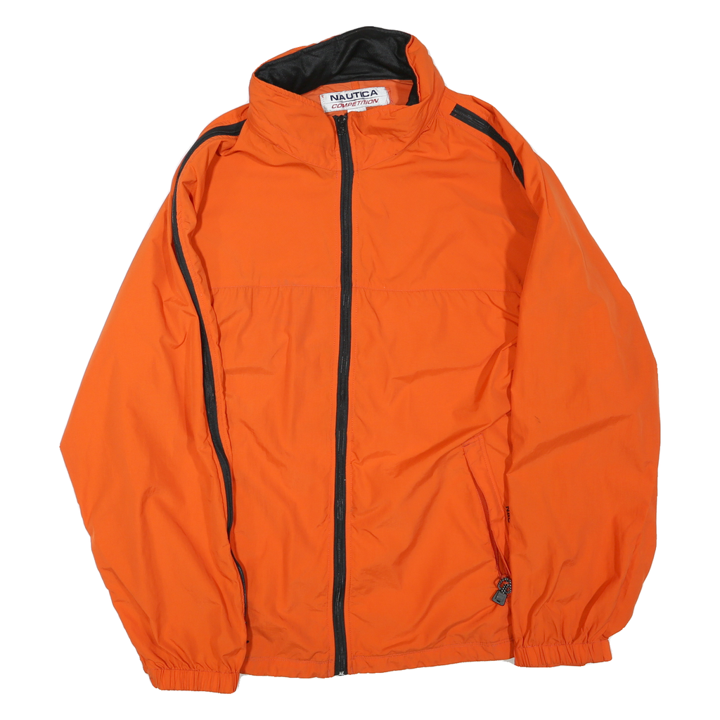 NAUTICA Womens Orange & Black Zip Jacket L Polyester Blend Outdoors Lightweight