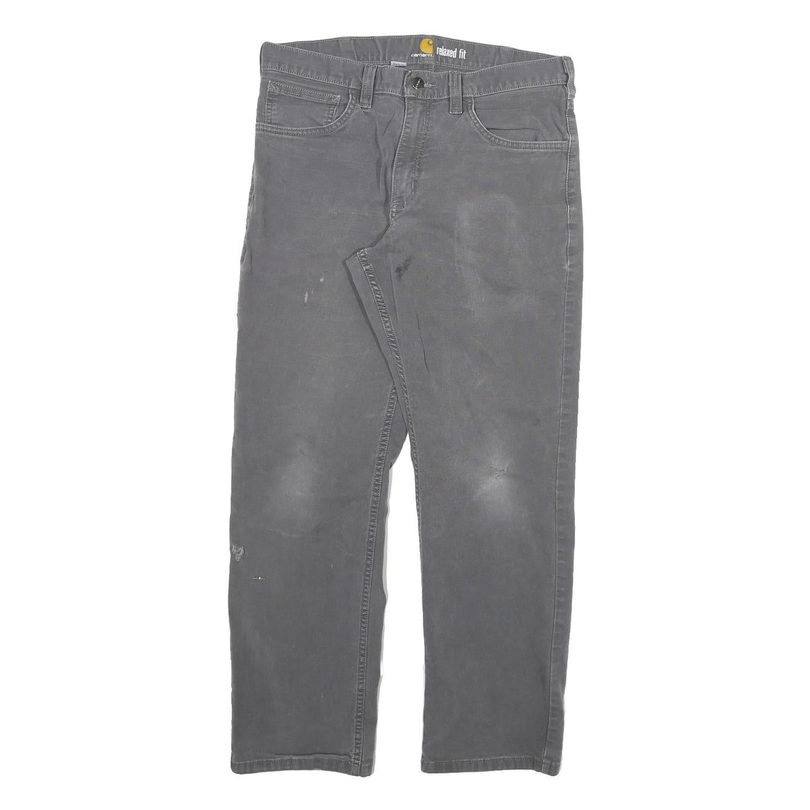 CARHARTT Mens Cotton Blend Grey Relaxed Fit Straight Trousers W30 L27 Workwear