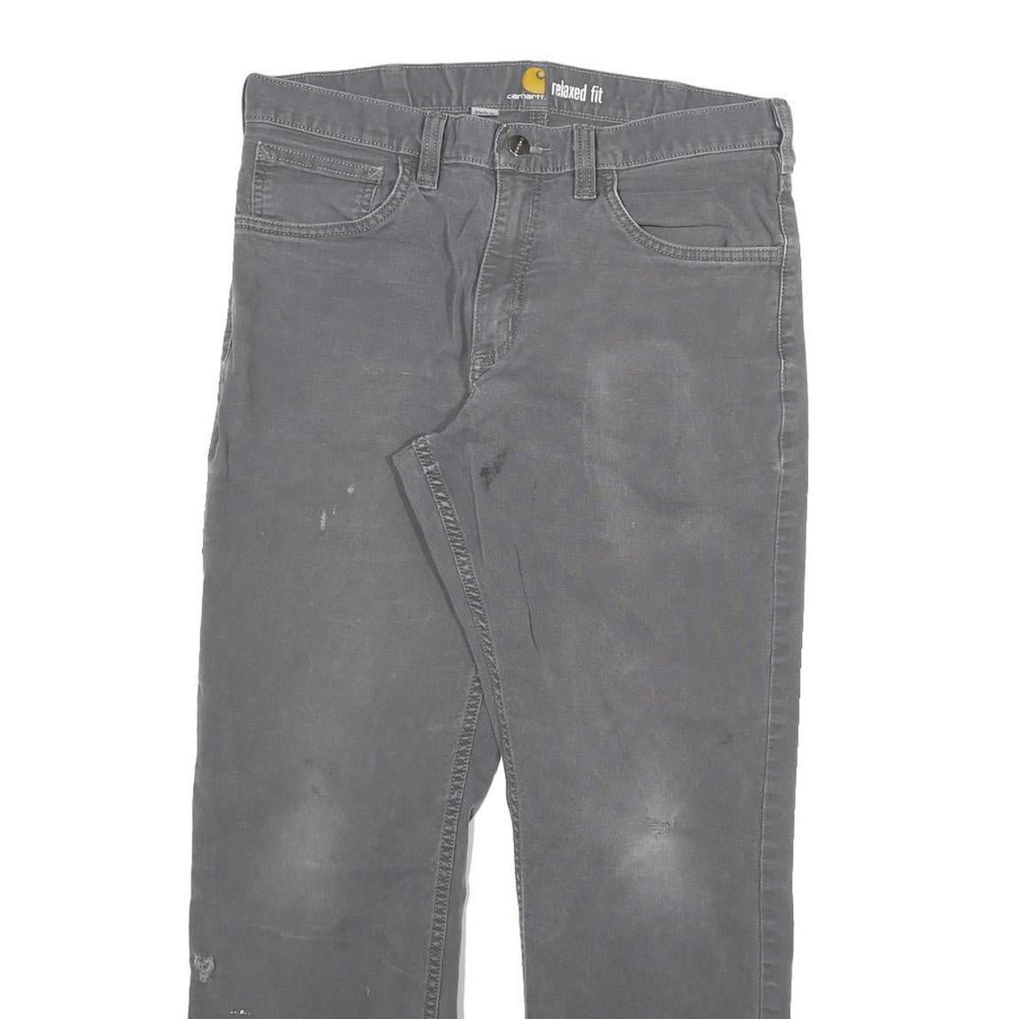 CARHARTT Mens Cotton Blend Grey Relaxed Fit Straight Trousers W30 L27 Workwear