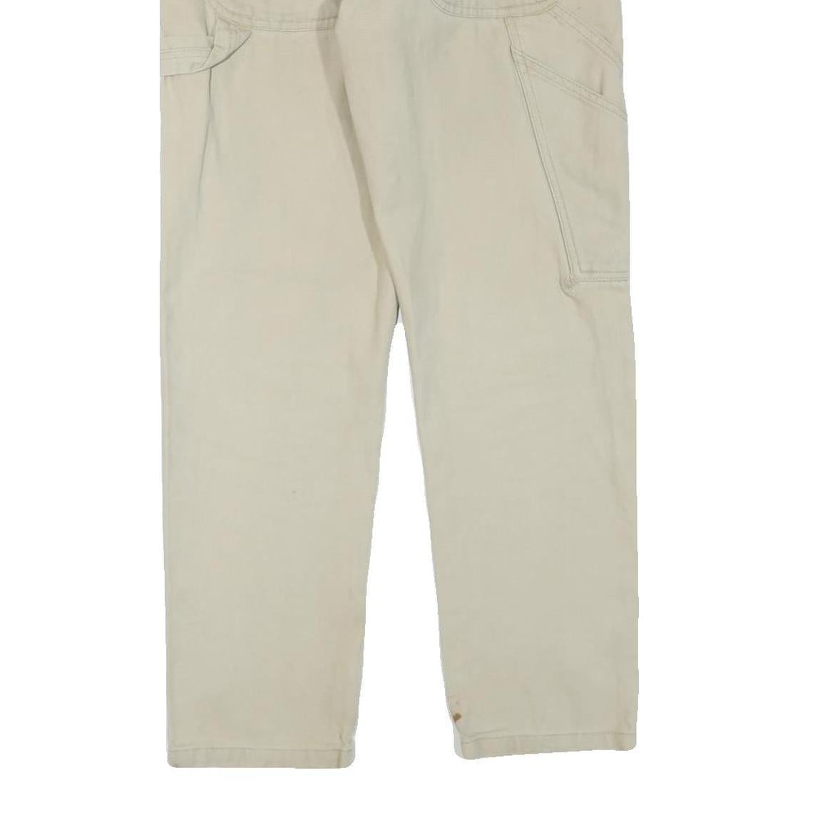 DICKIES Mens Cotton Blend Beige Regular Fit Straight Leg Trousers W30 L30