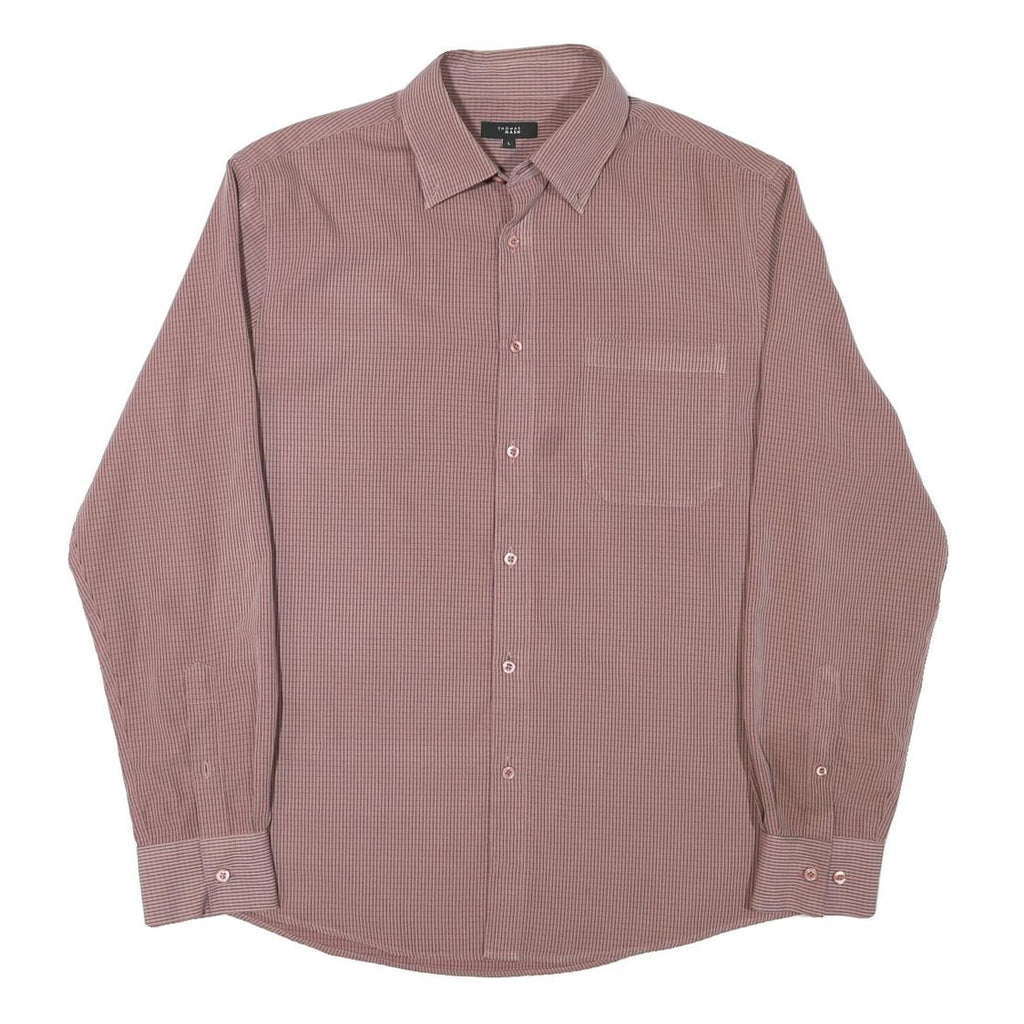 THOMAS NASH Mens Maroon Check Shirt L Button Collar Cotton Blend Long Sleeve