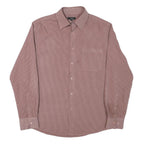 THOMAS NASH Mens Maroon Check Shirt L Button Collar Cotton Blend Long Sleeve