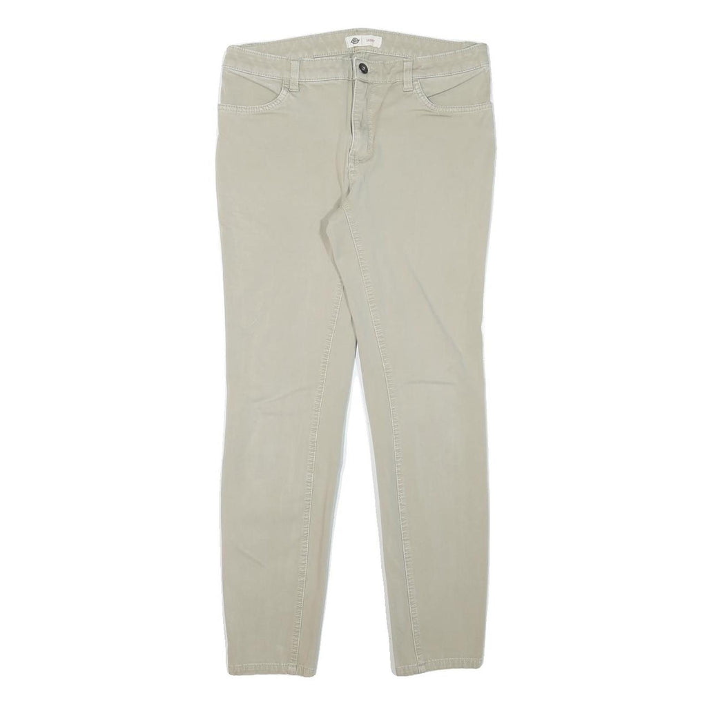 DICKIES Womens Slim Beige Cotton Blend Trousers W29 L28 Zip Closure Classic Fit