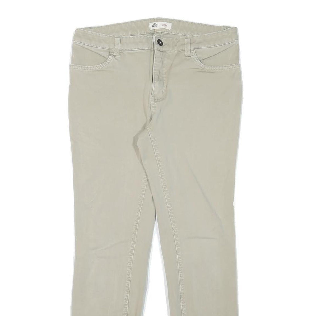 DICKIES Womens Slim Beige Cotton Blend Trousers W29 L28 Zip Closure Classic Fit