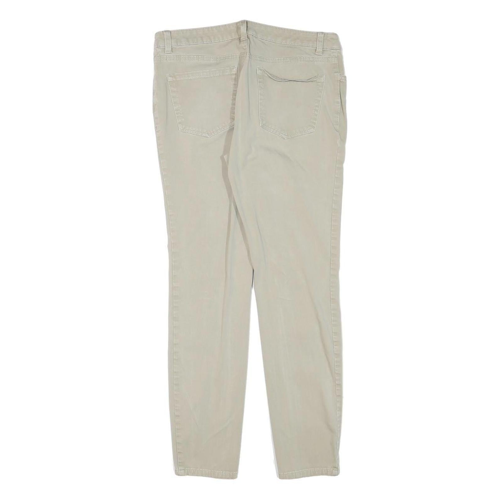 DICKIES Womens Slim Beige Cotton Blend Trousers W29 L28 Zip Closure Classic Fit