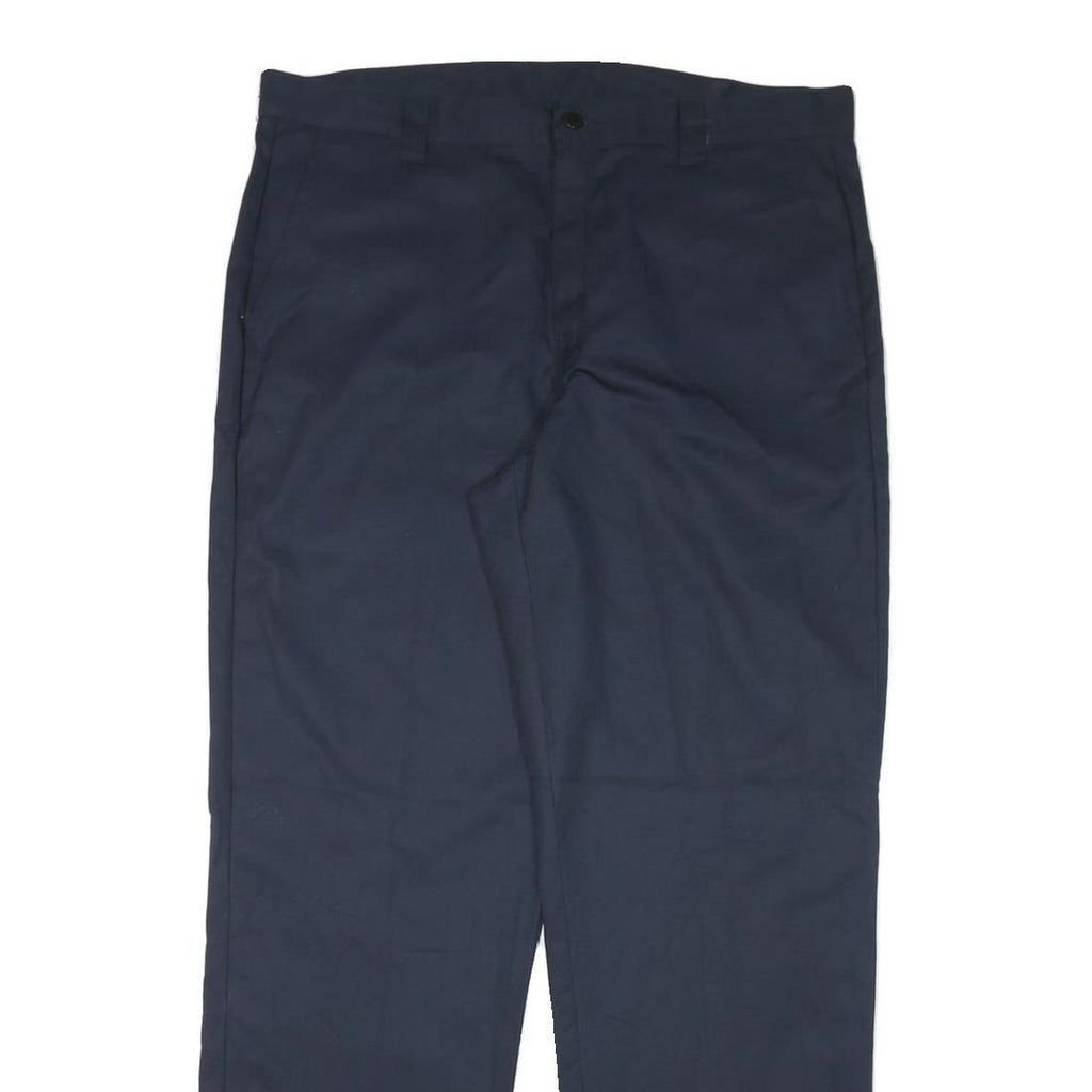 DICKIES Mens Regular Fit Navy Blue Trousers W36 L32 Cotton Blend Zip Closure