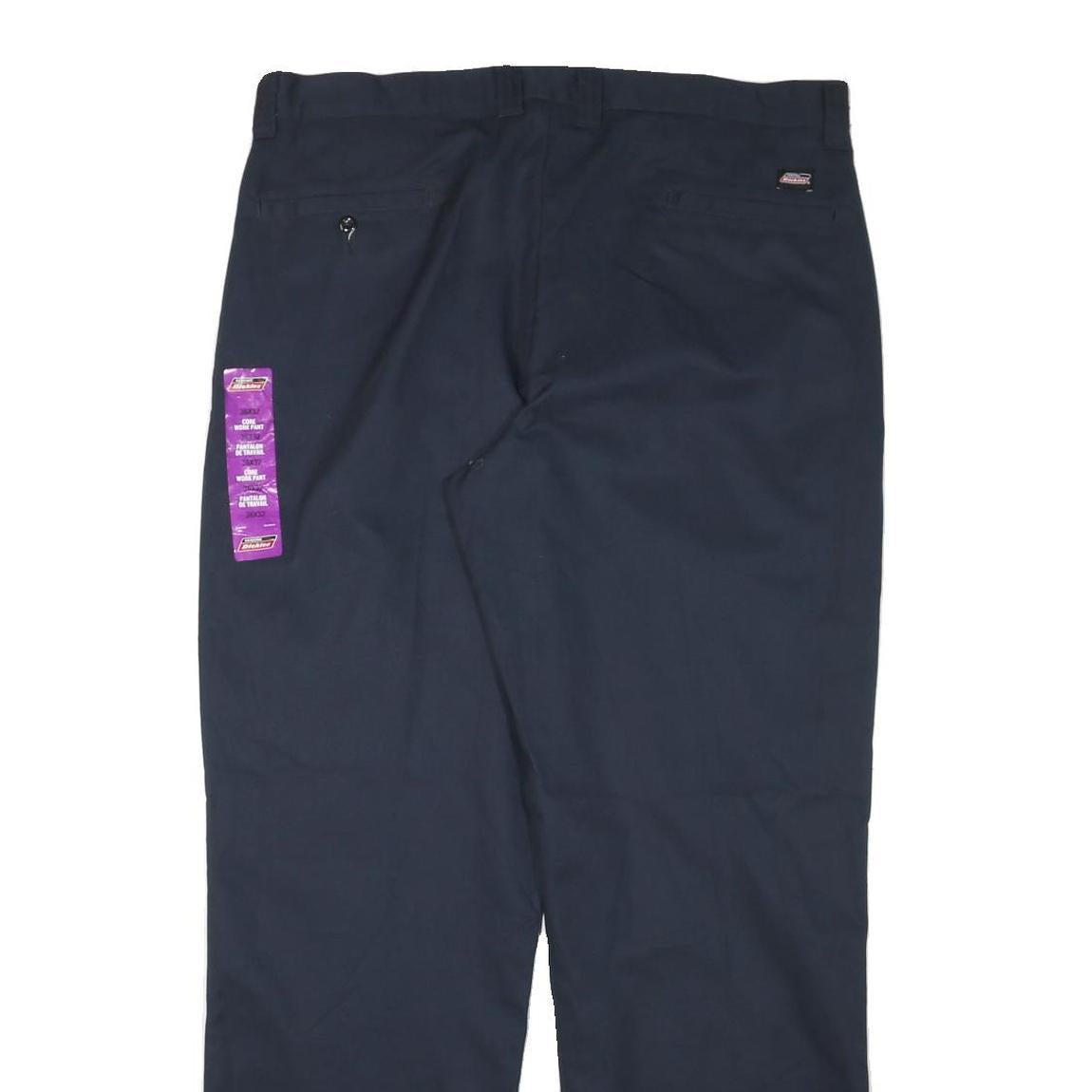 DICKIES Mens Regular Fit Navy Blue Trousers W36 L32 Cotton Blend Zip Closure