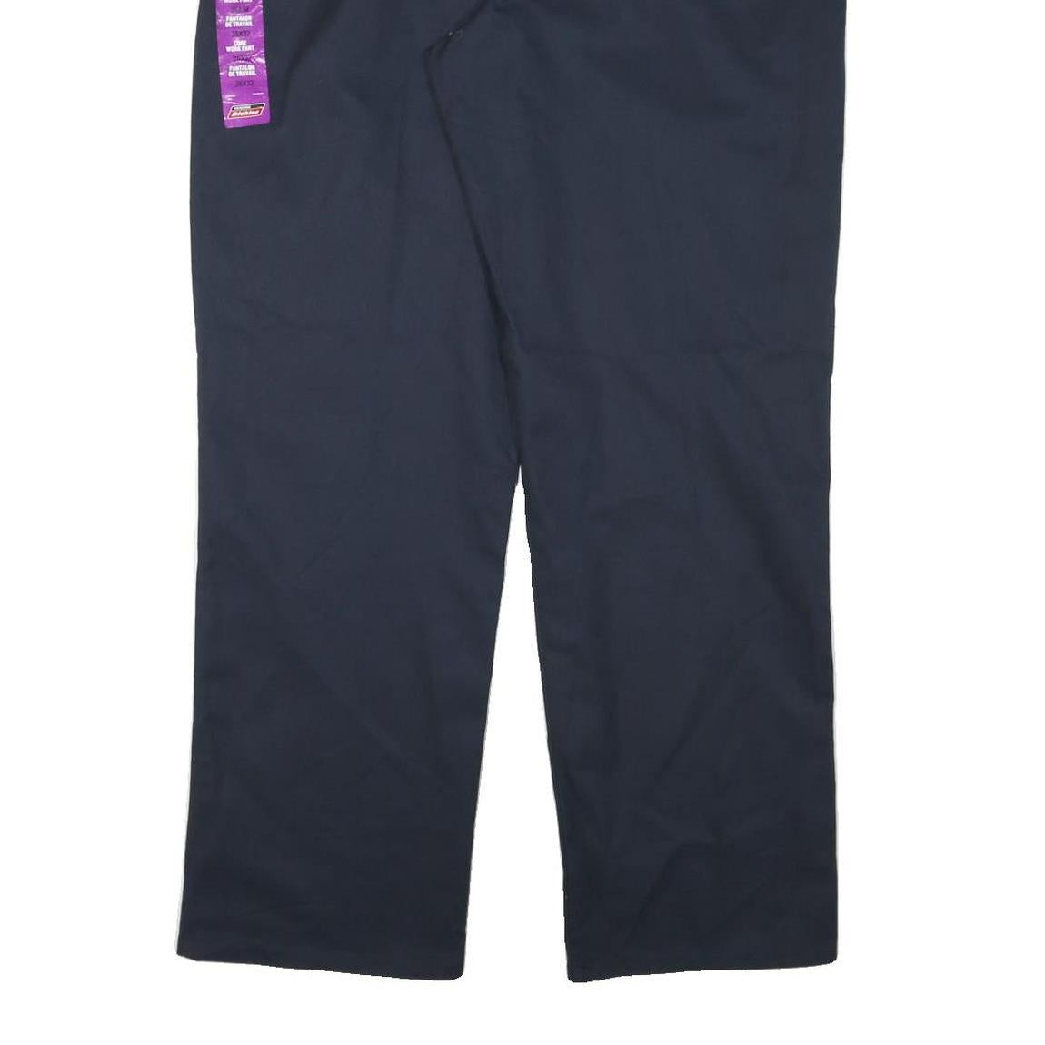 DICKIES Mens Regular Fit Navy Blue Trousers W36 L32 Cotton Blend Zip Closure