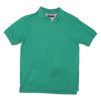 TOMMY HILFIGER Mens Green XL Short Sleeve Plain Polo Shirt Cotton Classic