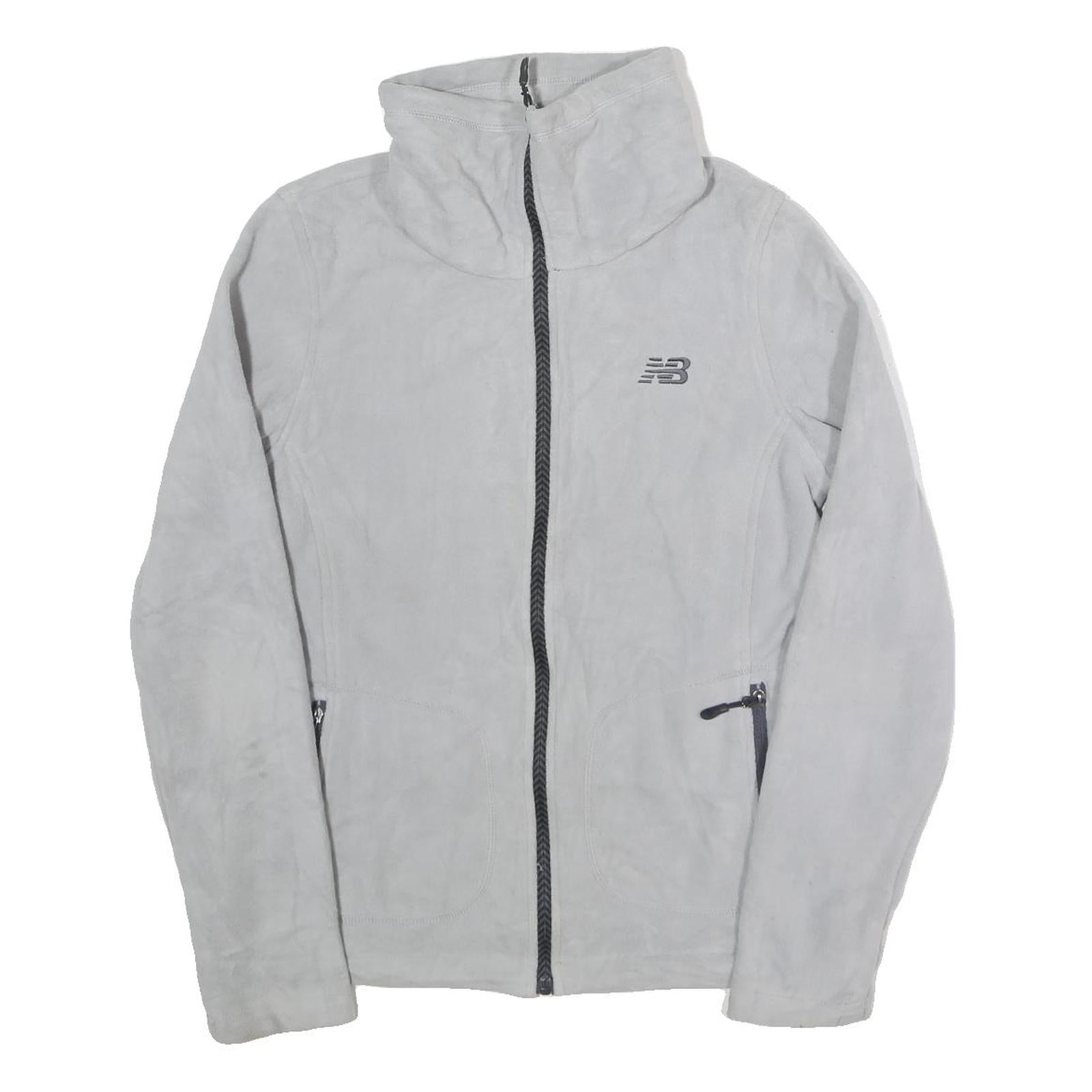 NEW BALANCE Womens White Zip Jacket S Polyester Plain Athletic Activewear